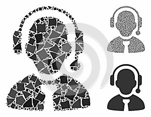 Call center boss Composition Icon of Inequal Pieces