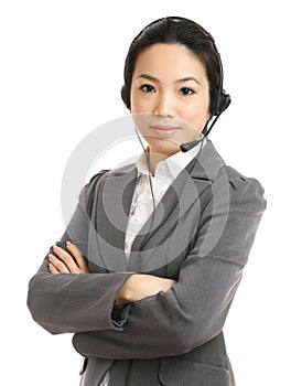 Call center business woman with headset