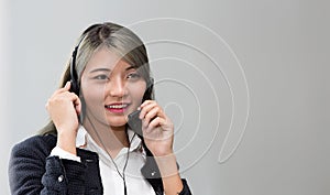 Call center concept. Portrait of Operator. Customer support operator at work.