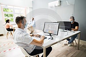 Call Center Customer Service Agents Wearing Masks