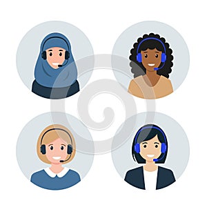 Call center or Customer Service female avatars.