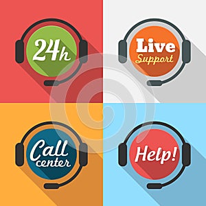 Call Center / Customer Service / 24 hours Support Flat Icon