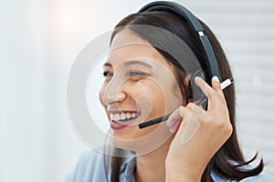 Call center, customer service and woman consulting in office for crm, support or b2b networking. Telemarketing