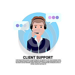 Call center headset agent woman client support online operator, customer and technical service icon, chat concept, copy