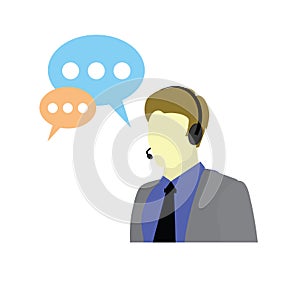 Call Center Help. Customer Service Logo. Support and Contact Icon. Agent or Operator Avatar.