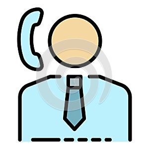 Call center help icon color outline vector