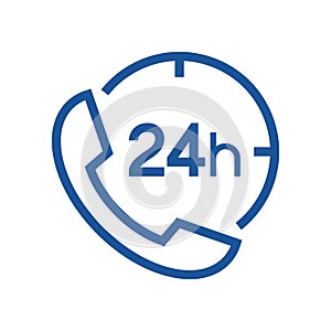 Call center 24 hours icon, Operator customer support symbol, Help center, Technical social support, All day business and service