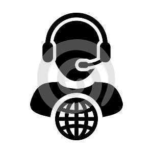 Call center icon vector male customer service person profile symbol with headset for internet network online support