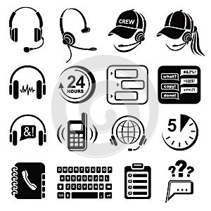 Call center icons set, simple style