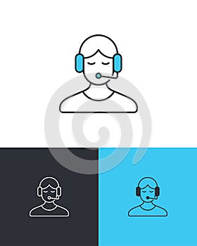 Call Center Operator Line Icon