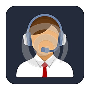 Call Center Operator or Manager with Headset Flat