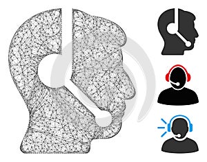 Call Center Operator Polygonal Web Vector Mesh Illustration
