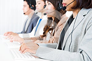 Call center operator or telemarketer team