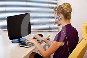 Call center operator working