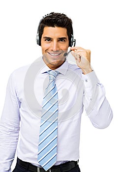 Call Center Representative Talking On Headset