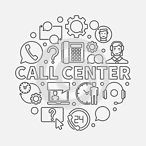 Call Center round illustration. Vector customer service concept
