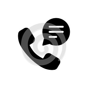 Call center support icon vector. Telephone with speech cloud sign symbol