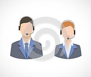 Call center support personnel staff icons