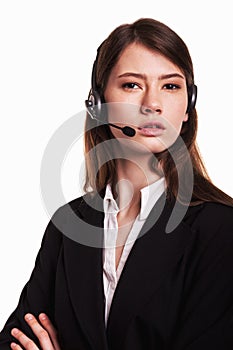 Call Center support phone operator in headset â€“ Stock Image