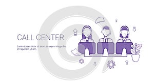 Call Center Support Service Template Web Banner With Copy Space