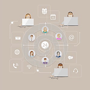 Call center support vector illustration