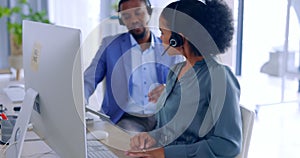 Call center training, help or black people coaching or speaking of sales team strategy or ideas. Virtual assistant