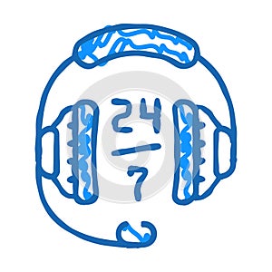 24 7 call center work icon doodle illustration
