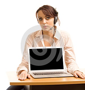 Call centre operator with blank screen