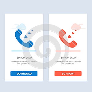 Call, Communication, Incoming, Phone  Blue and Red Download and Buy Now web Widget Card Template