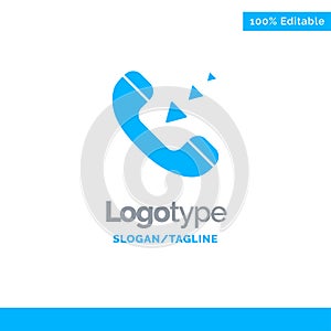 Call, Communication, Incoming, Phone Blue Solid Logo Template. Place for Tagline