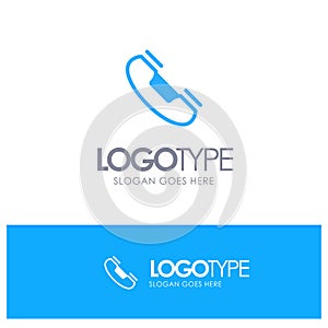 Call, Contact, Phone, Telephone, Ring Blue outLine Logo with place for tagline