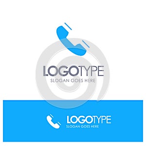Call, Contact, Phone, Telephone, Ring Blue Solid Logo with place for tagline