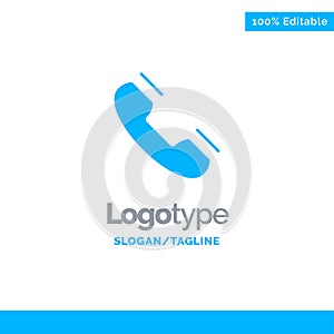 Call, Contact, Phone, Telephone, Ring Blue Solid Logo Template. Place for Tagline