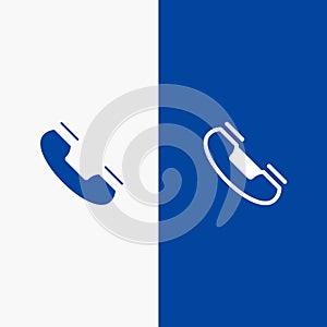 Call, Contact, Phone, Telephone, Ring Line and Glyph Solid icon Blue banner Line and Glyph Solid icon Blue banner