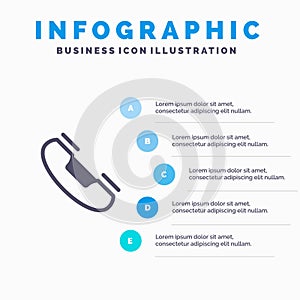 Call, Contact, Phone, Telephone, Ring Line icon with 5 steps presentation infographics Background