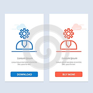 Call, Customer, Help, Service, Support  Blue and Red Download and Buy Now web Widget Card Template