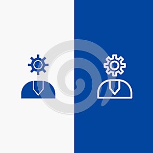 Call, Customer, Help, Service, Support Line and Glyph Solid icon Blue banner Line and Glyph Solid icon Blue banner