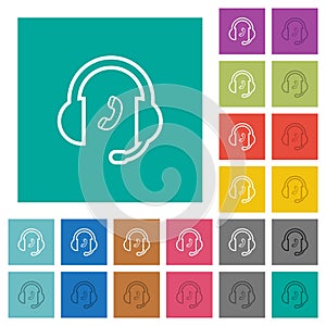 Call customer service outline square flat multi colored icons