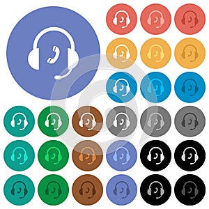 Call customer service round flat multi colored icons