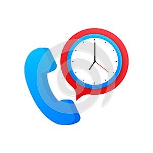 Call duration icon, Call Waiting, time. Vector stock illustration.