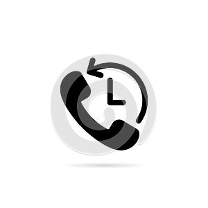 Call history icon. Recent phone symbol. Handset callback sign
