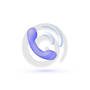 Call icon 3d in classic style on white background. Internet technology. Business vector icon. Modern mobile phone
