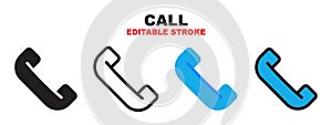 Call icon set with different styles. Editable stroke style can be used for web, mobile, ui and more