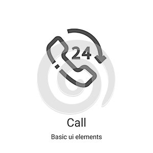 call icon vector from basic ui elements collection. Thin line call outline icon vector illustration. Linear symbol for use on web