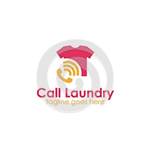 Call Laundry logo design template