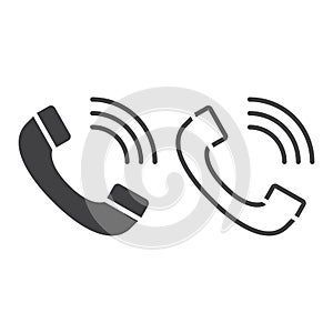 Call line icon, phone outline and solid vector sign, linear