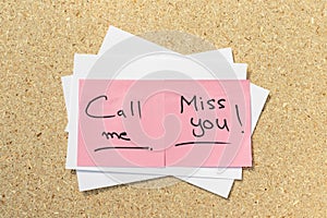 Call me and Miss you hand written notes