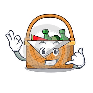 Call me picnic basket mascot cartoon
