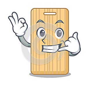 Call me wooden cutting board mascot cartoon