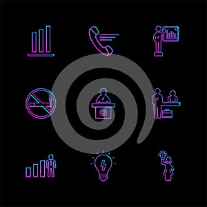 call , no smoking, desk , bulb, chart , graph , percentage , na